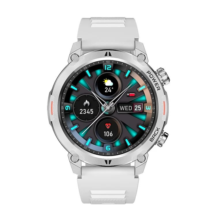 Bulk Buy R19 Bluetooth-Call-Smartwatch 1.39'' TFT-Touchscreen Fitness-Tracker mit Schlaf-Herzfrequenzmonitor - Silber / Silbernes Armband