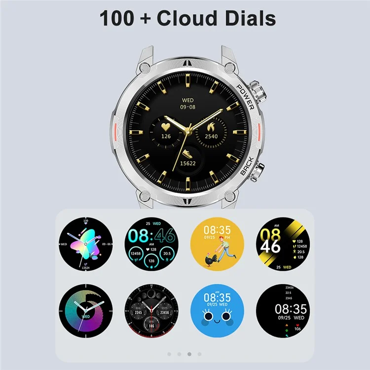 Bulk Buy R19 Bluetooth-Call-Smartwatch 1.39'' TFT-Touchscreen Fitness-Tracker mit Schlaf-Herzfrequenzmonitor - Silber / Silbernes Armband