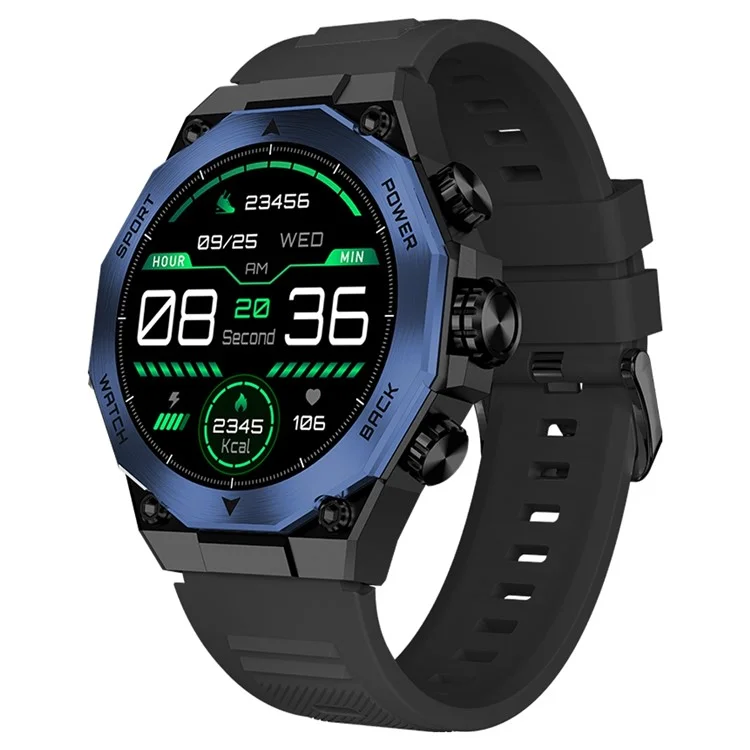 Bulk Buy AM18 Bluetooth Anrufruf Uhr 1,43" AMOLED Rund Bildschirm Gesundheitsüberwachung Sport Armband - Schwarz+Blau