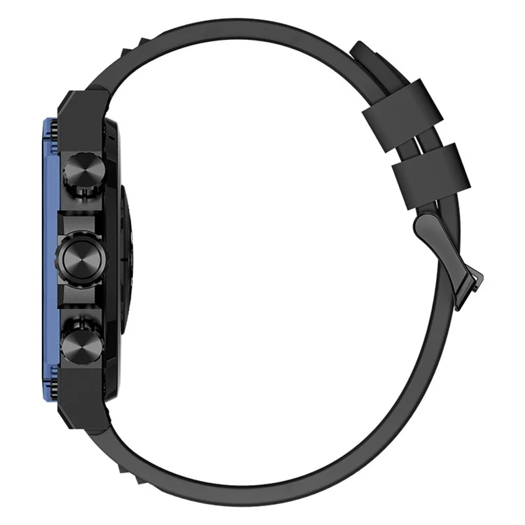 Bulk Buy AM18 Bluetooth Anrufruf Uhr 1,43" AMOLED Rund Bildschirm Gesundheitsüberwachung Sport Armband - Schwarz+Blau