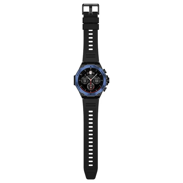 Bulk Buy AM18 Bluetooth Anrufruf Uhr 1,43" AMOLED Rund Bildschirm Gesundheitsüberwachung Sport Armband - Schwarz+Blau