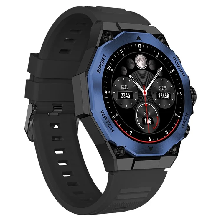 Bulk Buy AM18 Bluetooth Anrufruf Uhr 1,43" AMOLED Rund Bildschirm Gesundheitsüberwachung Sport Armband - Schwarz+Blau