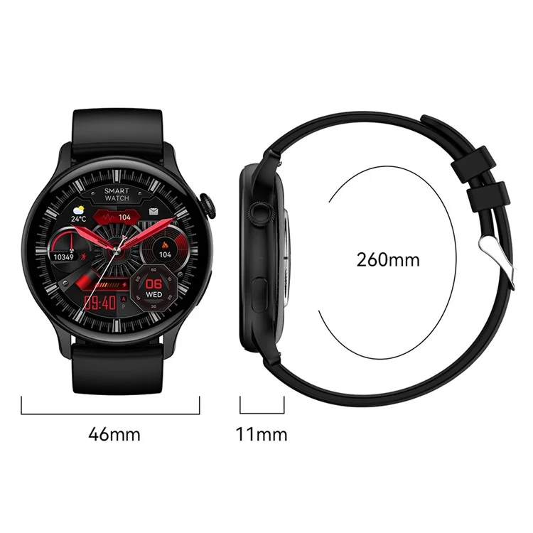 HK85 1.43-inch AMOLED Screen Smart Watch Heart Rate Monitoring Bluetooth-compatible Calling Sports Watch - Black