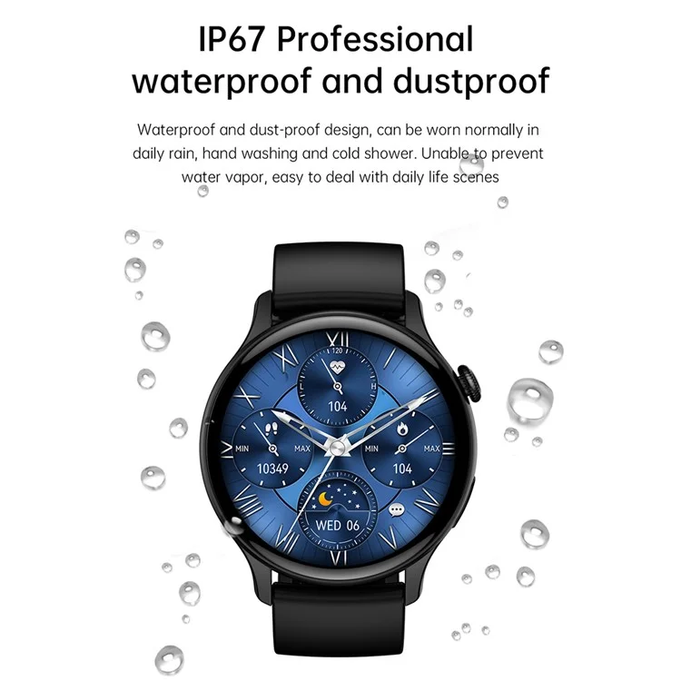 HK85 1.43-inch AMOLED Screen Smart Watch Heart Rate Monitoring Bluetooth-compatible Calling Sports Watch - Black