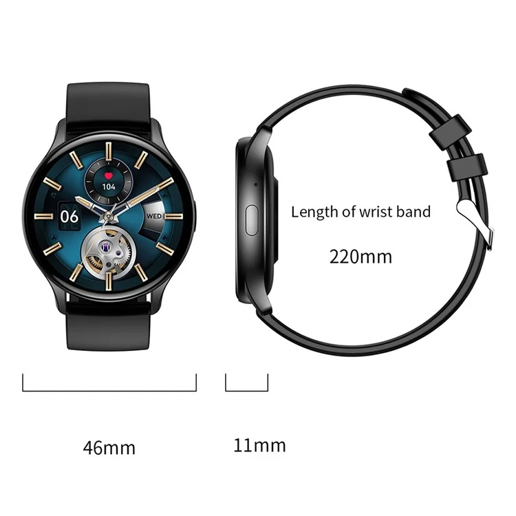 HK89 1,43-zoll-amoled-bildschirm Smart Watch Wasserdichte Gesundheitsüberwachung Bluetooth Calling Sport Watch - Schwarz