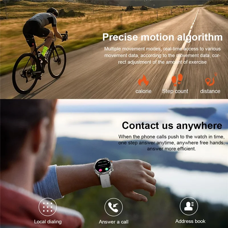 AK57 Health Monitor Bluetooth-compatible Call Smart Watch Waterproof Sports Bracelet, Silicone Strap - Orange