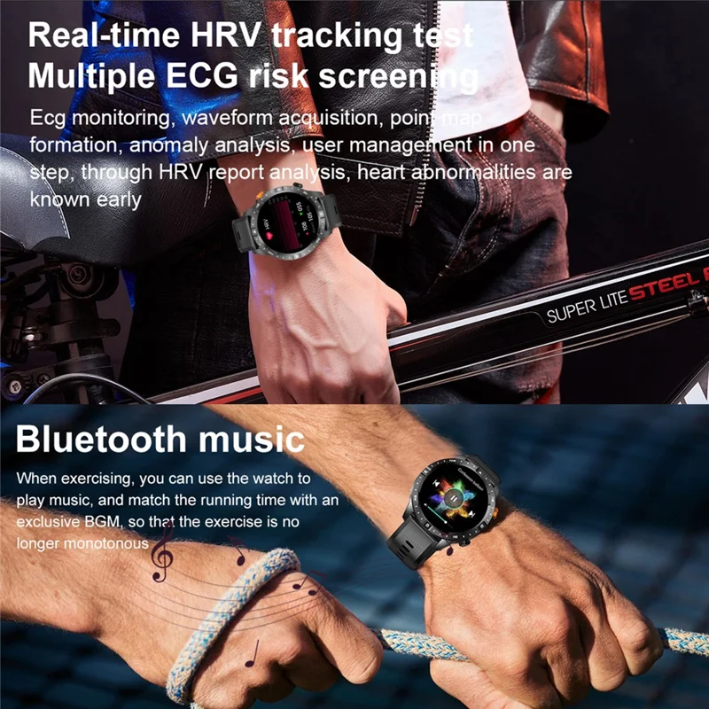 AK57 Health Monitor Bluetooth-compatible Call Smart Watch Waterproof Sports Bracelet, Silicone Strap - Orange