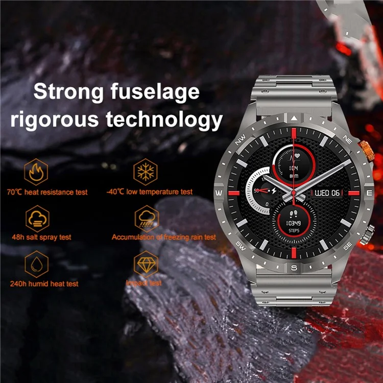 Ak57 Bracelete de Fitness à Prova D'água Monitor de Saúde Bluetooth Relógio Inteligente, Cinta de Aço - Preto