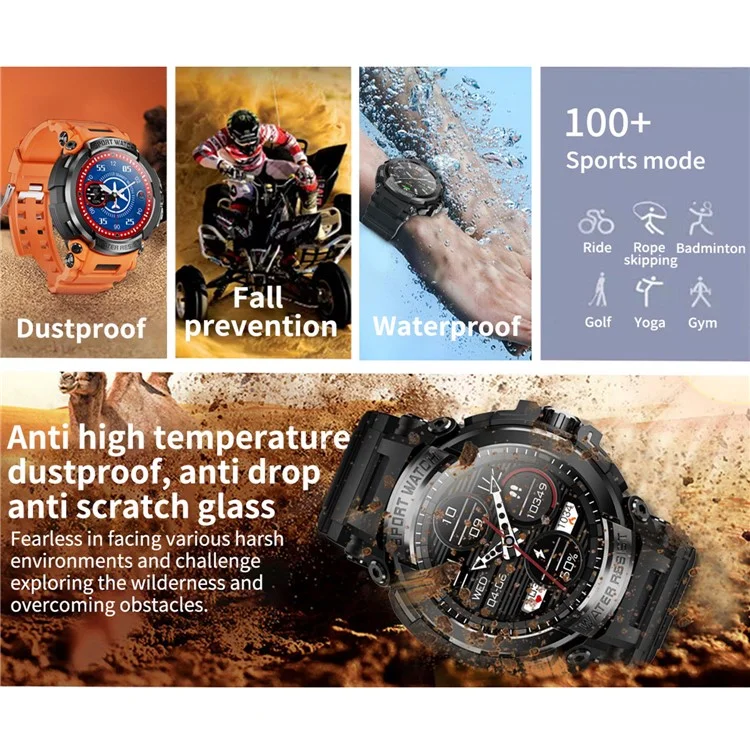 T90 IP68 Waterproof Smart Watch Fitness Tracker Bluetooth Call Sports Watch Heart Frequenza / Monitor Del Sonno - Arancia