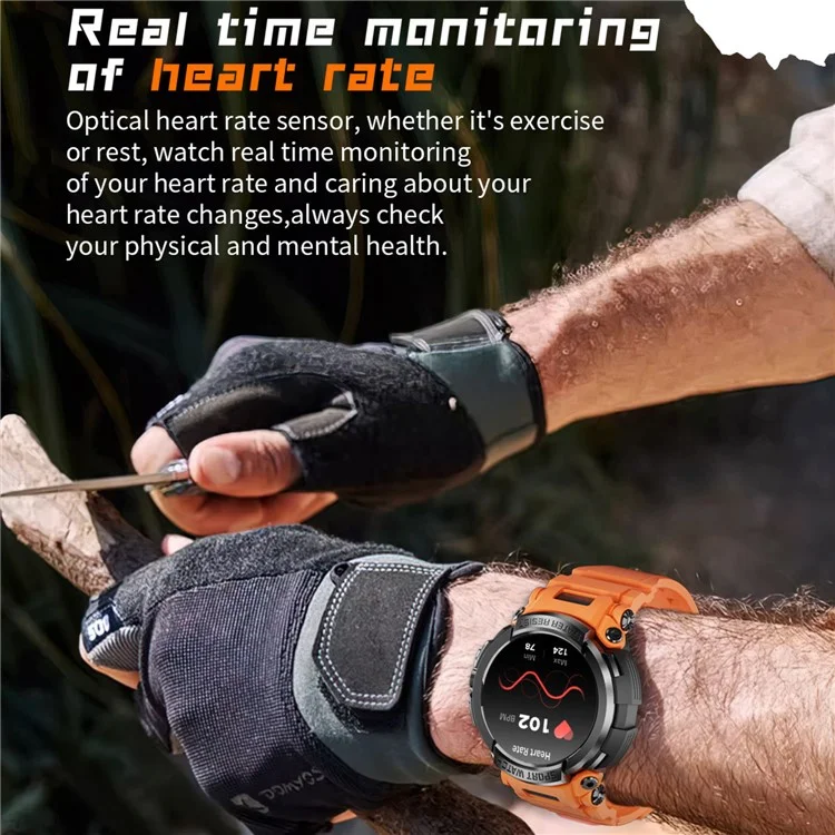 T90 IP68 Waterproof Smart Watch Fitness Tracker Bluetooth Call Sports Watch Heart Frequenza / Monitor Del Sonno - Arancia