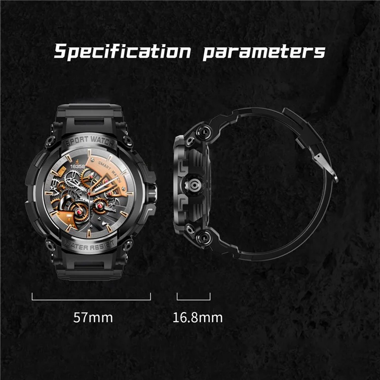 Relógio Inteligente à Prova d'Água IP68 T90 Rastreador de Fitness com Bluetooth Call Sports Watch Monitor de Frequência Cardíaca/Sono - Preto