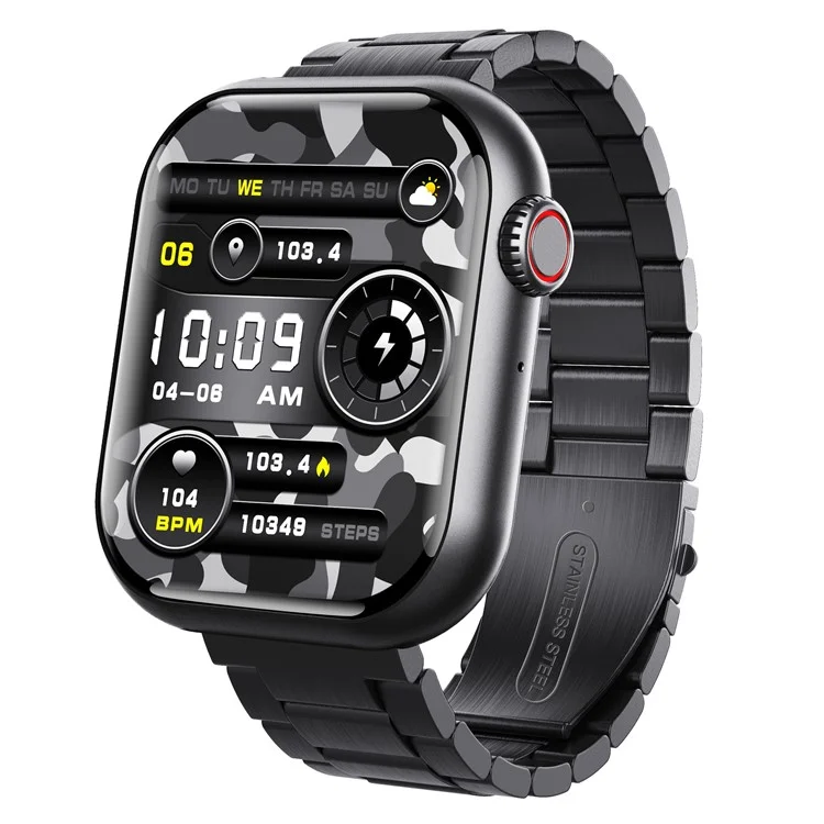 F108 IP67 Waterproof Bluetooth-compatible Call Sports Bracelet Heart Rate Monitor Smart Watch, Three Beads Strap - Black
