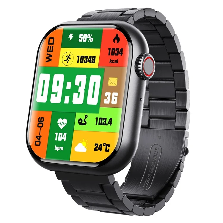 F108 IP67 Waterproof Bluetooth-compatible Call Sports Bracelet Heart Rate Monitor Smart Watch, Three Beads Strap - Black