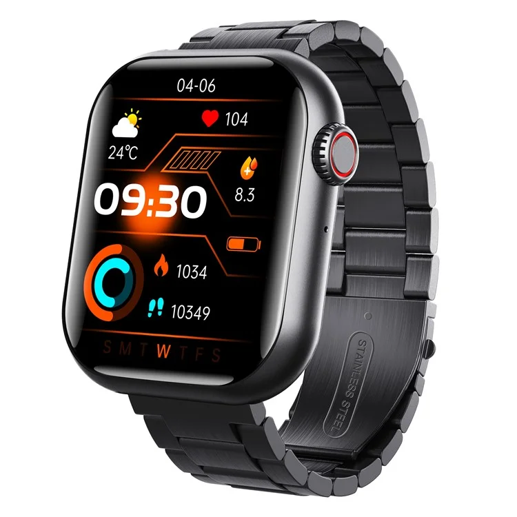 F108 IP67 Waterproof Bluetooth-compatible Call Sports Bracelet Heart Rate Monitor Smart Watch, Three Beads Strap - Black