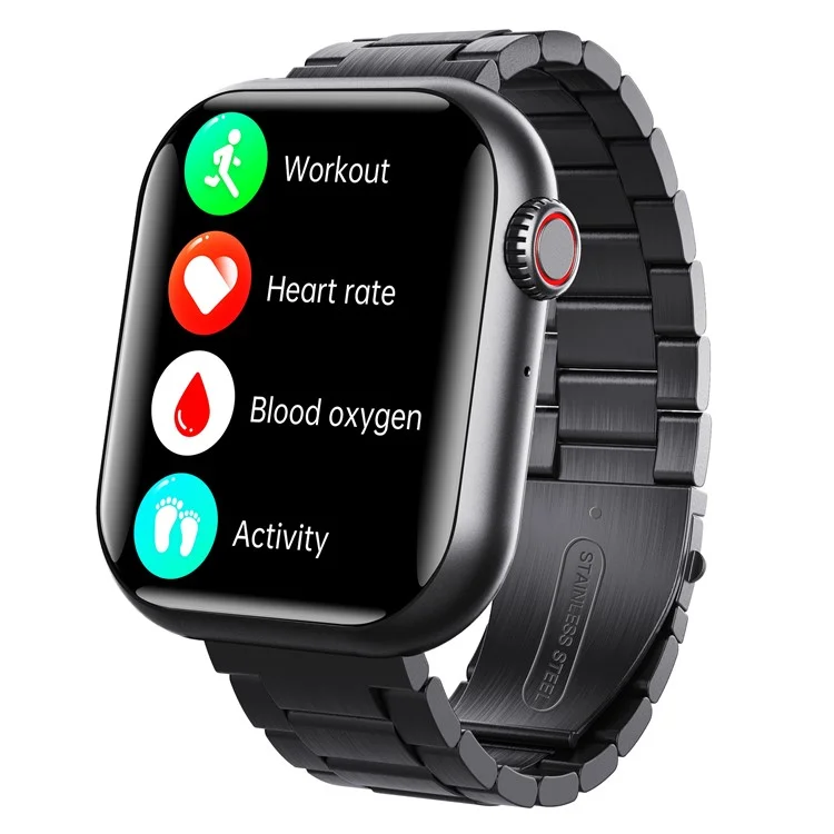 F108 IP67 Waterproof Bluetooth-compatible Call Sports Bracelet Heart Rate Monitor Smart Watch, Three Beads Strap - Black