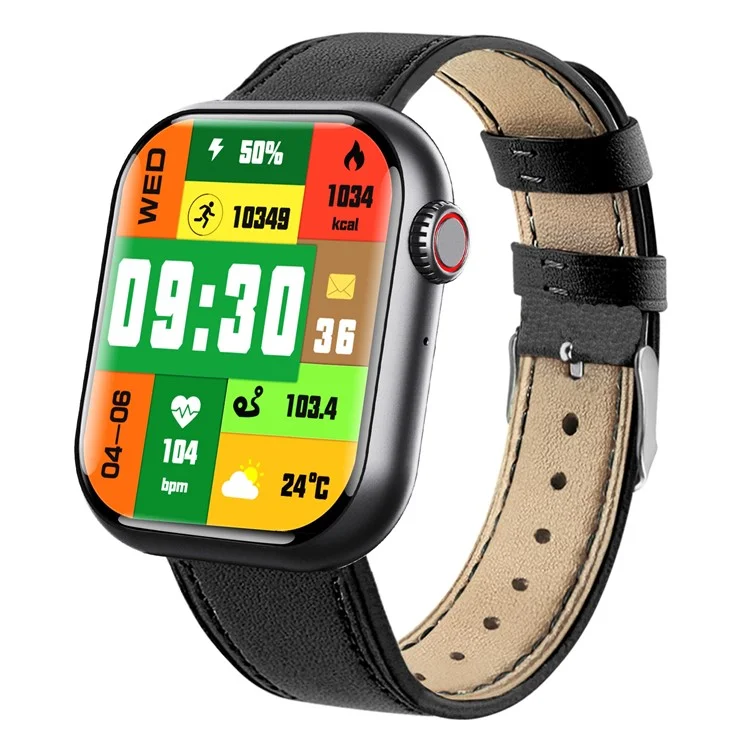 F108 Multiple Sport Modes Bracelet Bluetooth-compatible Call Heart Rate Monitor Smart Watch, Leather Strap - Black