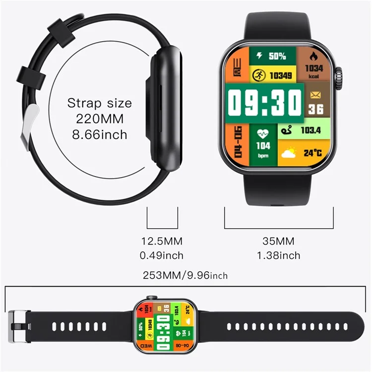 F108 Multiple Sport Modes Bracelet Bluetooth-compatible Call Heart Rate Monitor Smart Watch, Leather Strap - Black