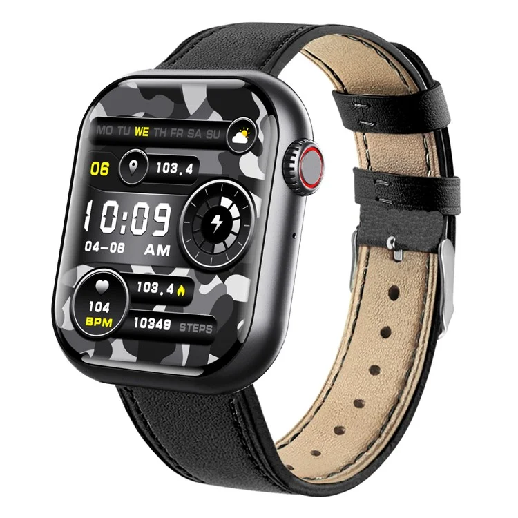 F108 Multiple Sport Modes Bracelet Bluetooth-compatible Call Heart Rate Monitor Smart Watch, Leather Strap - Black