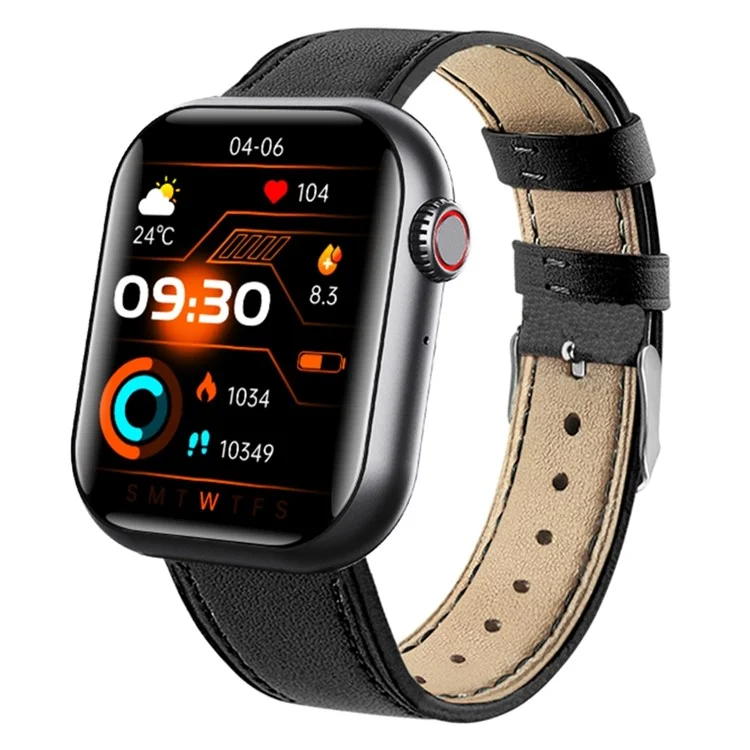 F108 Multiple Sport Modes Bracelet Bluetooth-compatible Call Heart Rate Monitor Smart Watch, Leather Strap - Black
