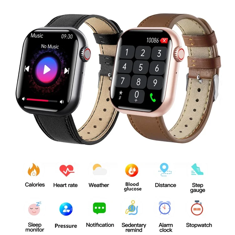 F108 Multiple Sport Modes Bracelet Bluetooth-compatible Call Heart Rate Monitor Smart Watch, Leather Strap - Black