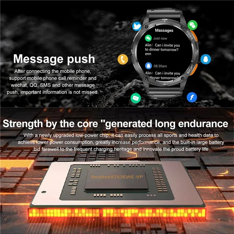 AK59 1.43-inch AMOLED Screen Heart Rate Blood Oxygen Monitor Smart Watch Support Bluetooth-compatible Call, Silicone Strap - Gold
