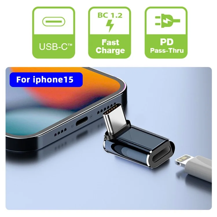 U2-058-LT018 Up Down Angled Design USB-C Male to 8Pin Female Converter Adapter Support 480Mbps Data Transfer