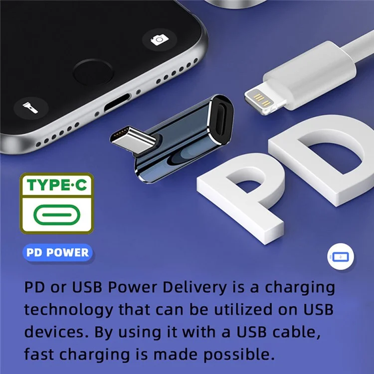 U2-058-LT016 USB-C Male to 8Pin Female 27W Power Adapter Angled Metal Connector