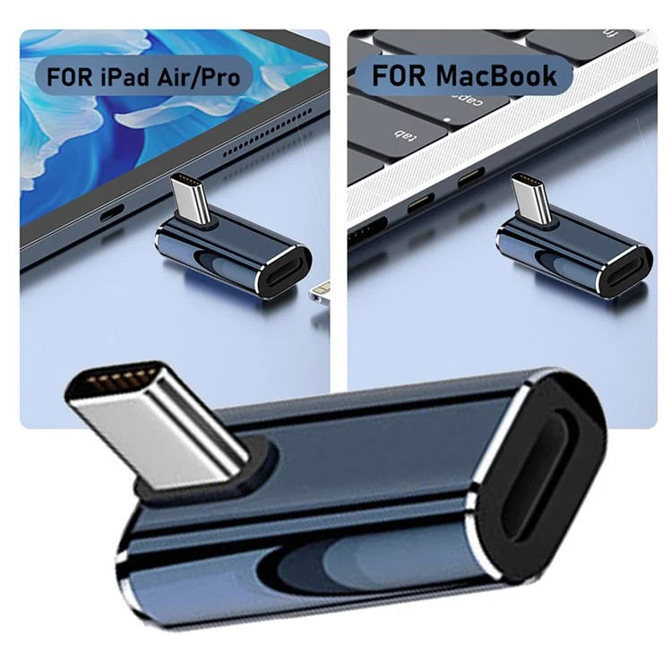 U2-058-LT016 USB-C Male to 8Pin Female 27W Power Adapter Angled Metal Connector