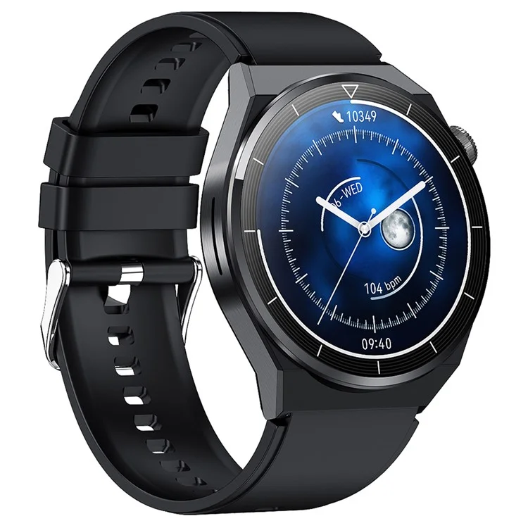 HK46 1.36 Pulgadas de Pantalla Redonda Smart Watch Monitor de Frecuencia Cardíaca Bluetooth Call Pulsera de Muñeca - Negro / Correa de Silicona