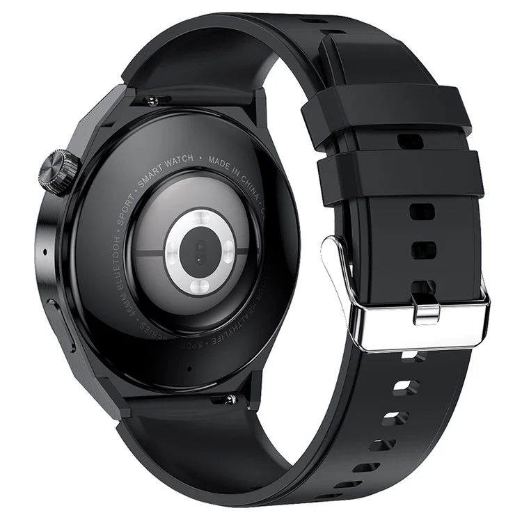 HK46 1.36 Pulgadas de Pantalla Redonda Smart Watch Monitor de Frecuencia Cardíaca Bluetooth Call Pulsera de Muñeca - Negro / Correa de Silicona