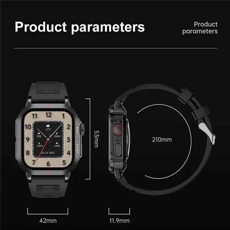 DK66 Modos Deportivos Múltiples de 1.95 Pulgadas Smart Watch Bluetooth Call Fitness Bracel - Negro