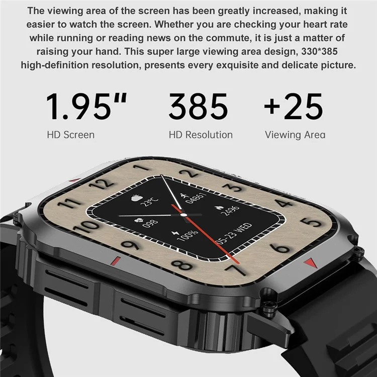 DK66 Modos Deportivos Múltiples de 1.95 Pulgadas Smart Watch Bluetooth Call Fitness Bracel - Negro