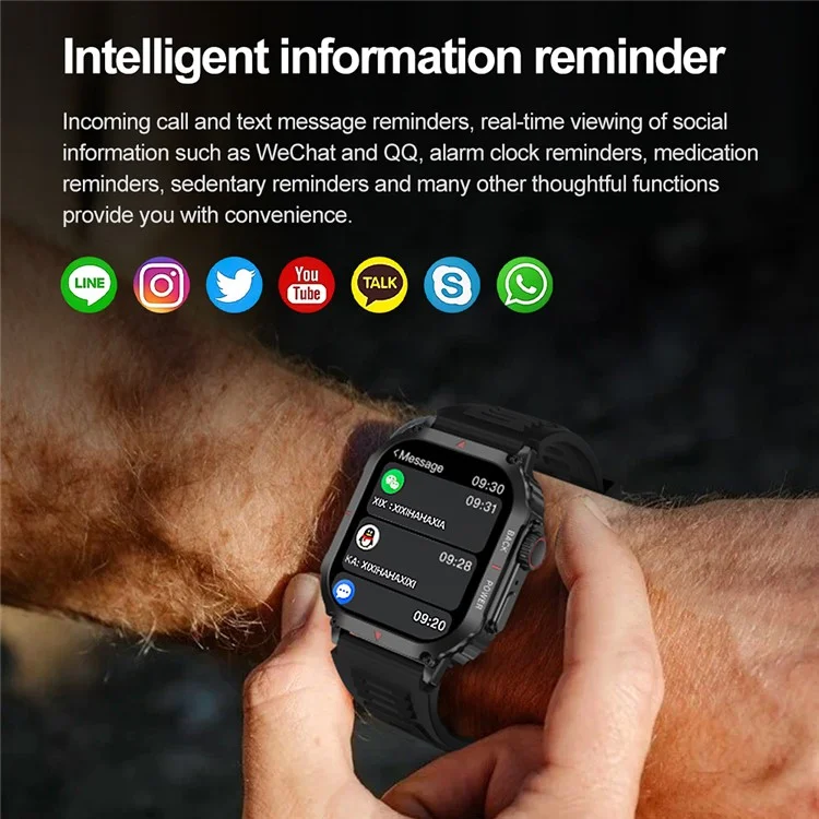 DK66 Modos Deportivos Múltiples de 1.95 Pulgadas Smart Watch Bluetooth Call Fitness Bracel - Negro