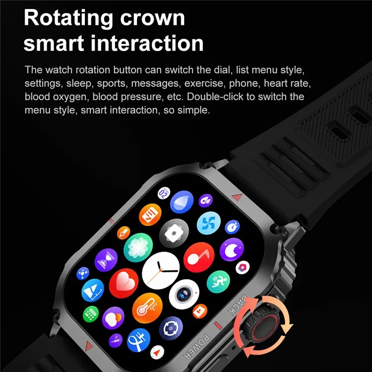 DK66 Modos Deportivos Múltiples de 1.95 Pulgadas Smart Watch Bluetooth Call Fitness Bracel - Negro