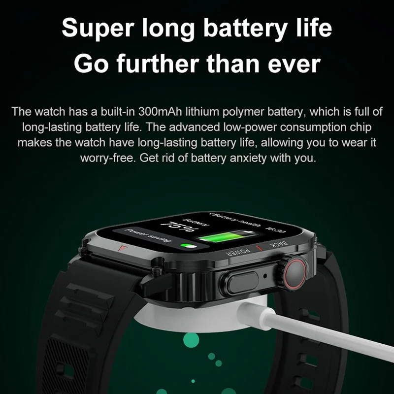 DK66 1.95-inch Multiple Sport Modes Smart Watch Bluetooth-compatible Call Fitness Bracelet - Grey