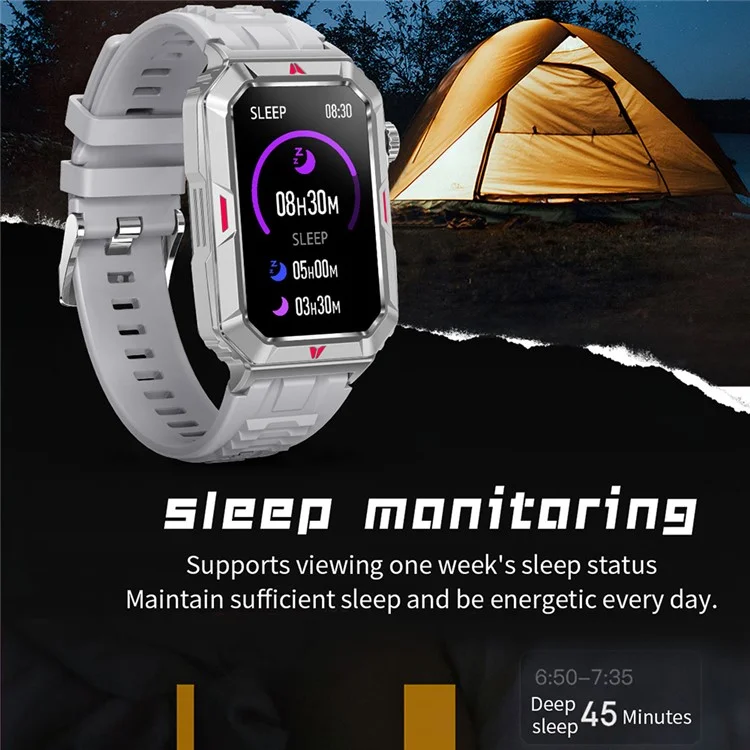 CF26 1.57-inch Touch Screen Smart Watch Health Monitor Fitness Wristband, Silicone Strap - Black