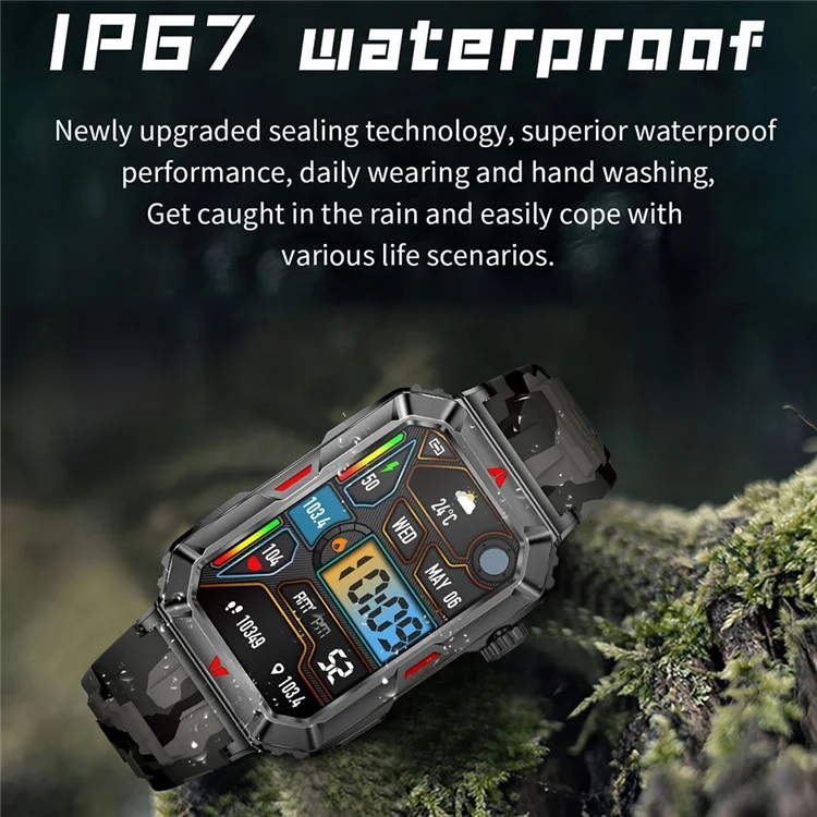 CF26 1.57-inch Touch Screen Smart Watch Health Monitor Fitness Wristband, Silicone Strap - Black