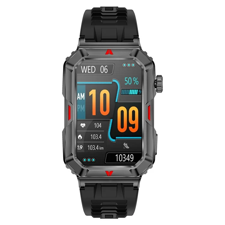 CF26 1.57-inch Touch Screen Smart Watch Health Monitor Fitness Wristband, Silicone Strap - Black