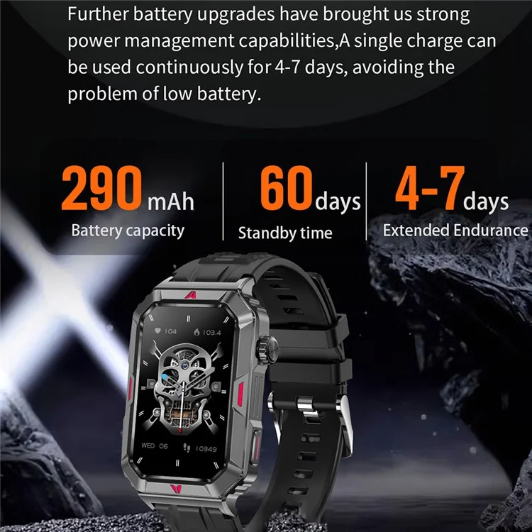 CF26 Smart Watch Health Monitor Fitness Bracelet Support Bluetooth-compatible Call, Camouflage Silicone Strap - Black