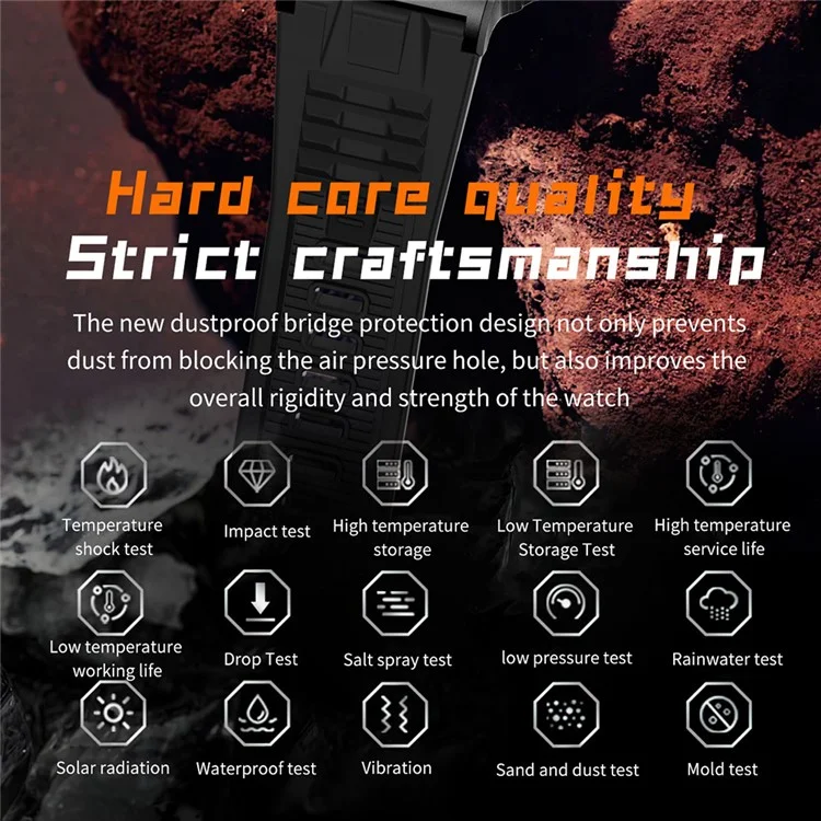 CF26 Smart Watch Health Monitor Fitness Bracelet Support Bluetooth-compatible Call, Camouflage Silicone Strap - Black