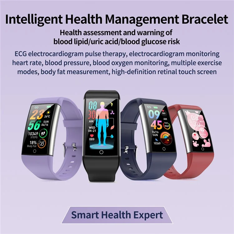 Tk76 1,47 "bracelet Intelligent IP68 Watch Ip68 Withing Health With ECG, Fréquence Cardiaque, Surveillance de la Température - Noir