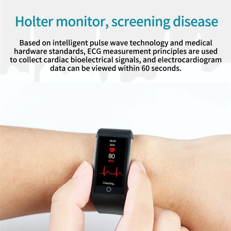 Bracciale intelligente TK76 1,47" Impermeabile IP68 con monitoraggio ECG, frequenza cardiaca e temperatura - Rosso 