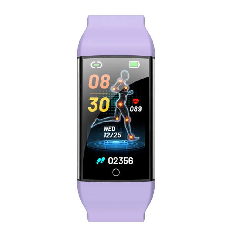 Bracelet connecté intelligent TK76 1,47" IP68 étanche avec surveillance de la santé ECG, fréquence cardiaque, température - Violet