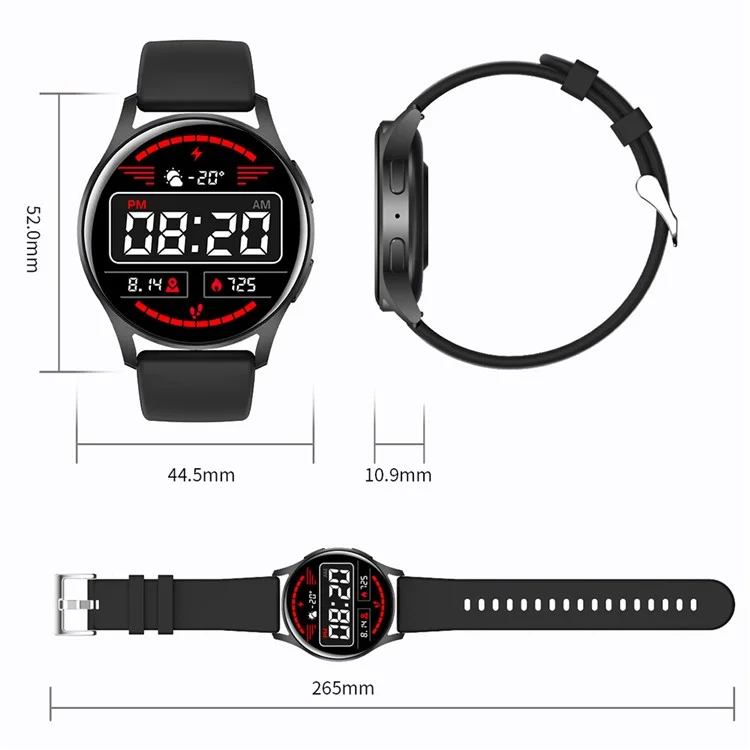 LX01 1.39 "smart Watch Bluetooth Call IP67 Wasserdichtes Sportwachen -fitnessarmband Mit Gesundheitsüberwachung - Schwarz