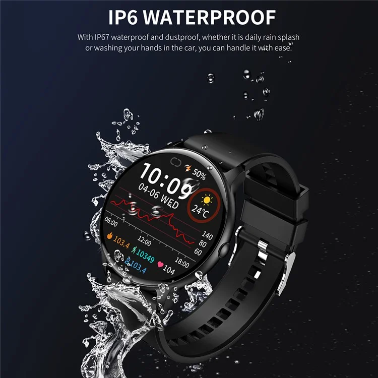 HDT6 1.63" Round Screen Smart Watch Bluetooth Calling Sports Bracelet with Health Monitoring - Black