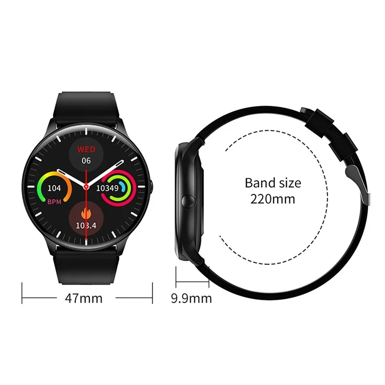 HDT6 1.63" Round Screen Smart Watch Bluetooth Calling Sports Bracelet with Health Monitoring - Black