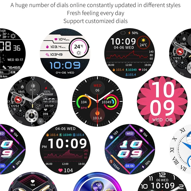HDT6 1,63 "round Screen Smart Watch Bluetooth Calling Sports Bracelet Mit Gesundheitsüberwachung - Schwarz