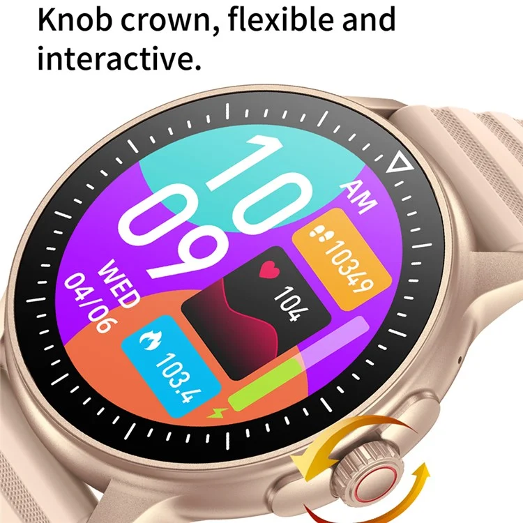 MX45 1.39" Bluetooth-compatible Talk Smart Watch Heart Rate Blood Pressure Health Monitor Sports Bracelet with Encoder - Black