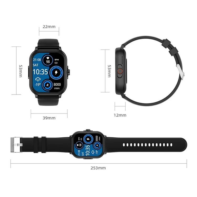 E00 2.01 "tracker di Attività di Orologio Intelligente Con ECG Fare Frequer Sleep Monitor Per la Salute Della Salute - Nero
