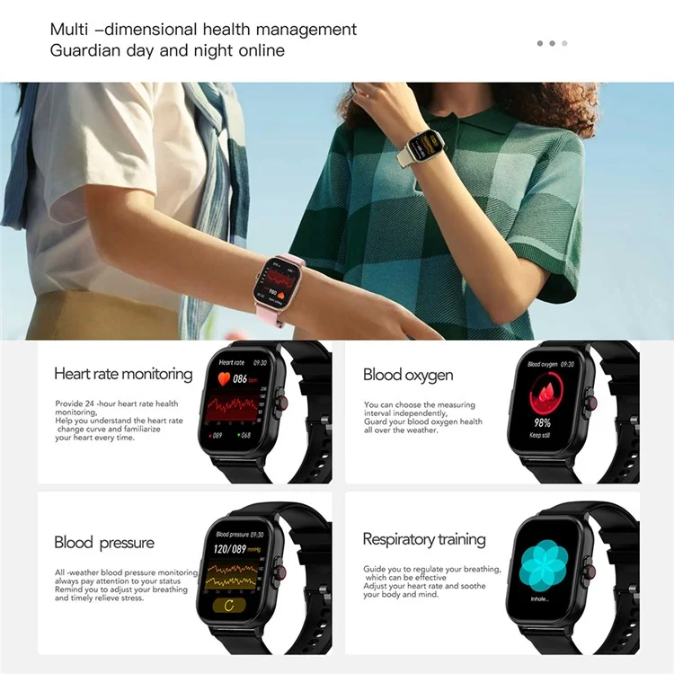 E00 2.01 "tracker di Attività di Orologio Intelligente Con ECG Fare Frequer Sleep Monitor Per la Salute Della Salute - Nero